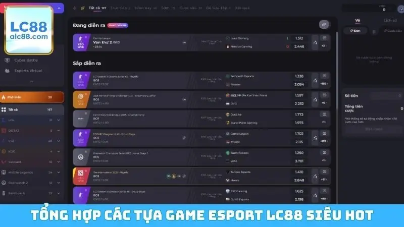 Tổng hợp các tựa game Esport LC88 siêu hot